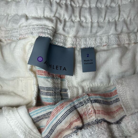Athleta Stripe Linen Jacquard Sandbar Shortie Shorts - Picture 6 of 6